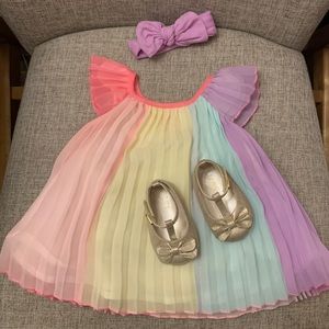 🌈 🦄Baby/Infant dress, headband, shoes🌈🦄0-3M